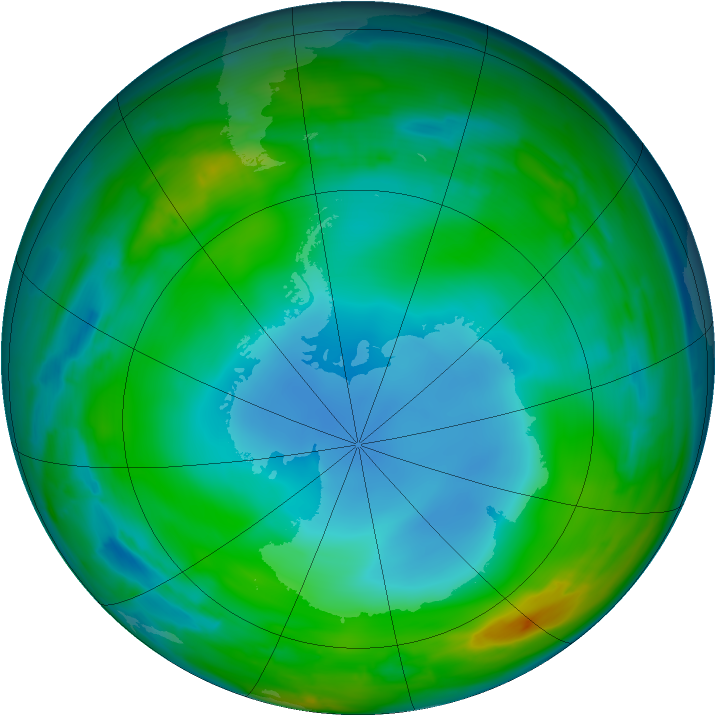 Antarctic ozone map for 23 June 2014
